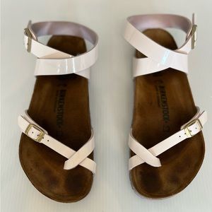 Birkenstock Yara Ankle Strap Flat Sandals Cream Pearl Size 41